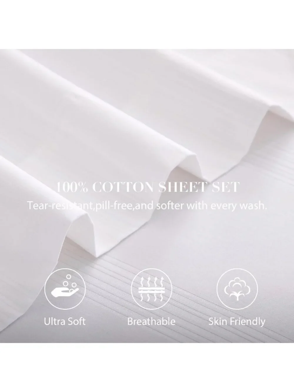 Soft Cotton Queen Sheet Set - 4 Piece Luxury Bedding, Breathable & Deep Pocket